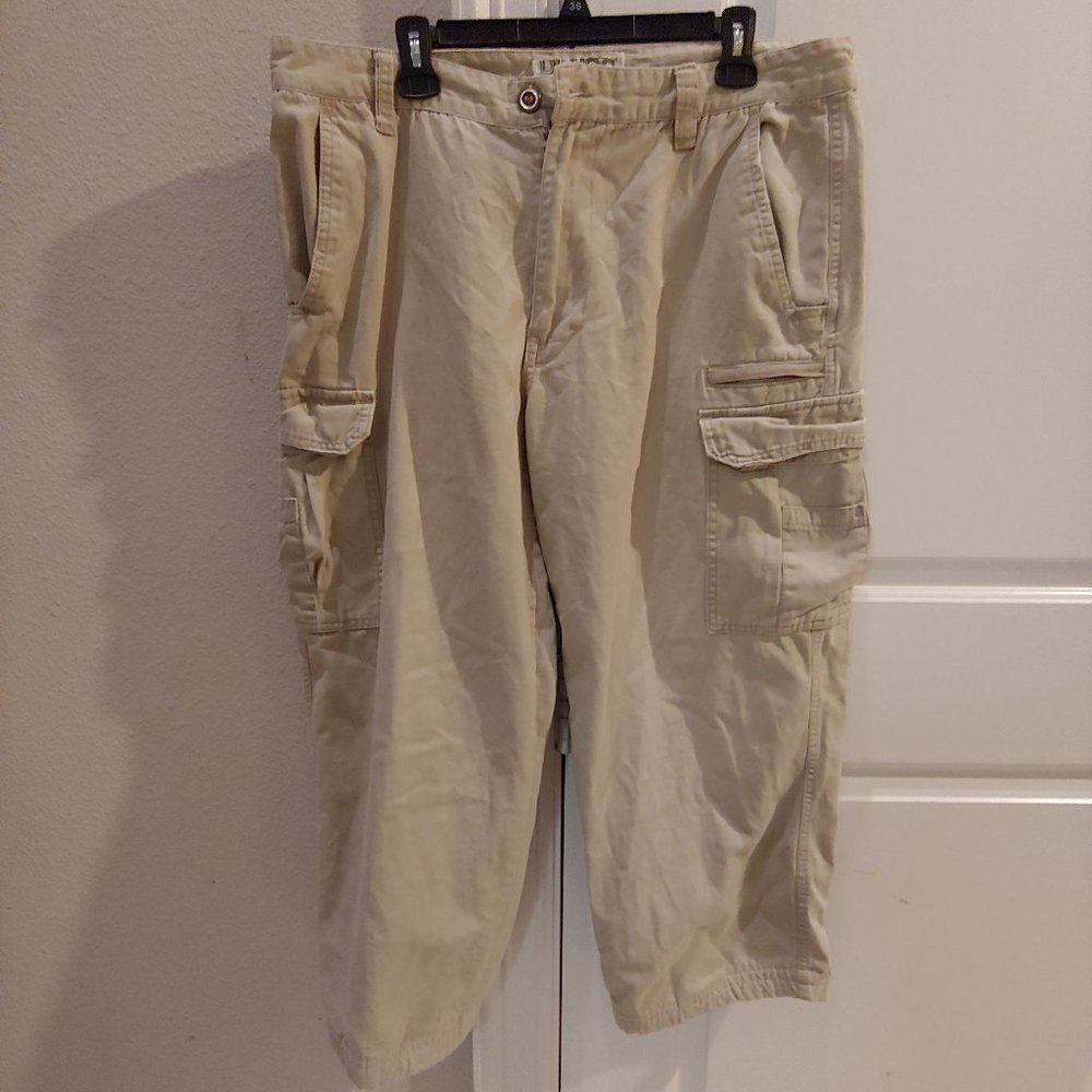 Plugg 002 Cargo Pants Mens 36x30 Baggy Wide Leg Khaki